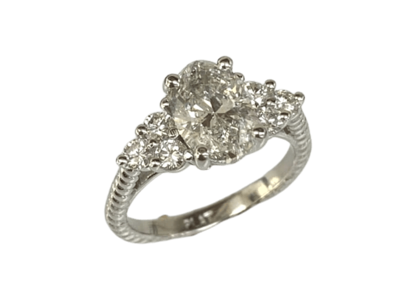 oval diamond engagement ring with side stones